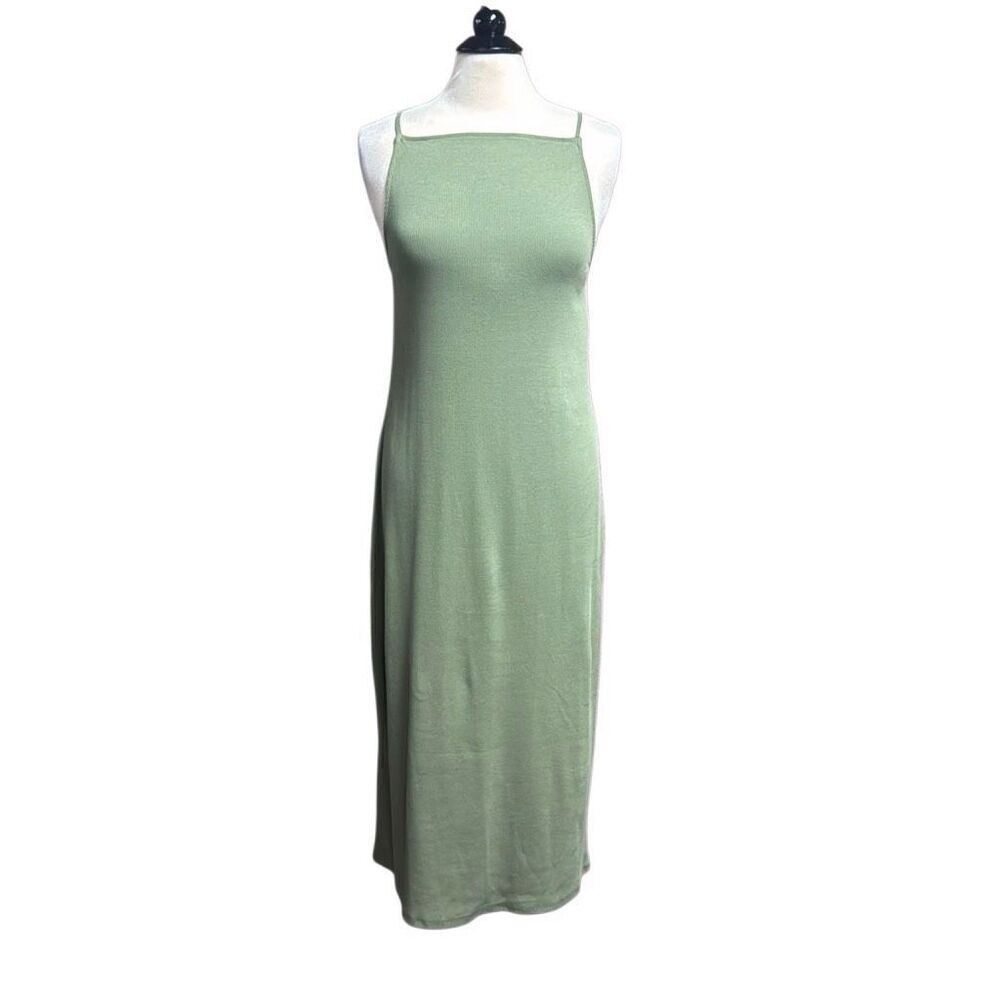 Old Navy Women’s Olive Ribbed Tank MIDI Dress Size Large NEW